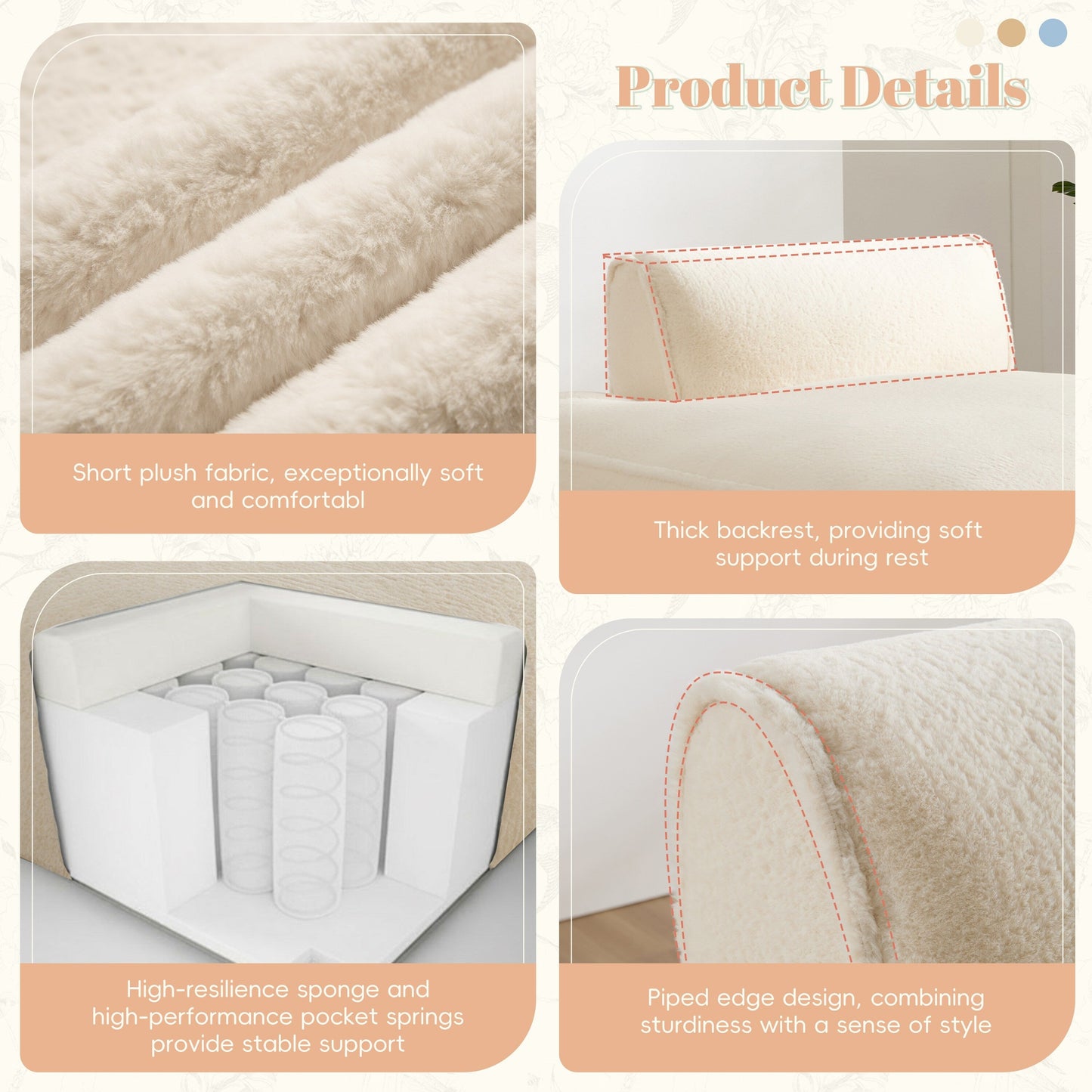 Modular Sofa,Fully Compressed,Spacious Foam-Filled Sofa Bed For Living Room,Elderly/Baby - Friendly Design