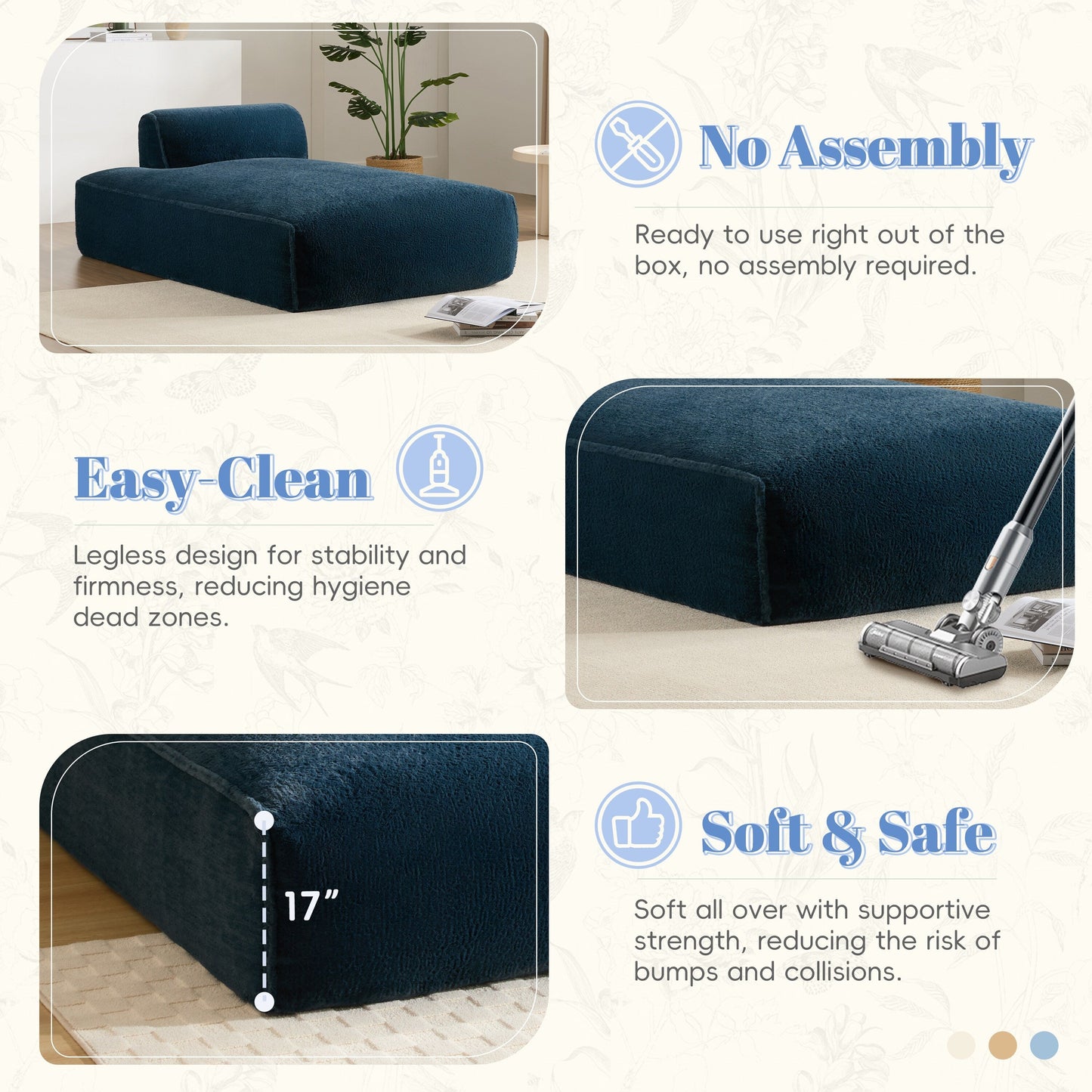 Modular Sofa,Fully Compressed,Spacious Foam-Filled Sofa Bed For Living Room,Elderly/Baby - Friendly Design