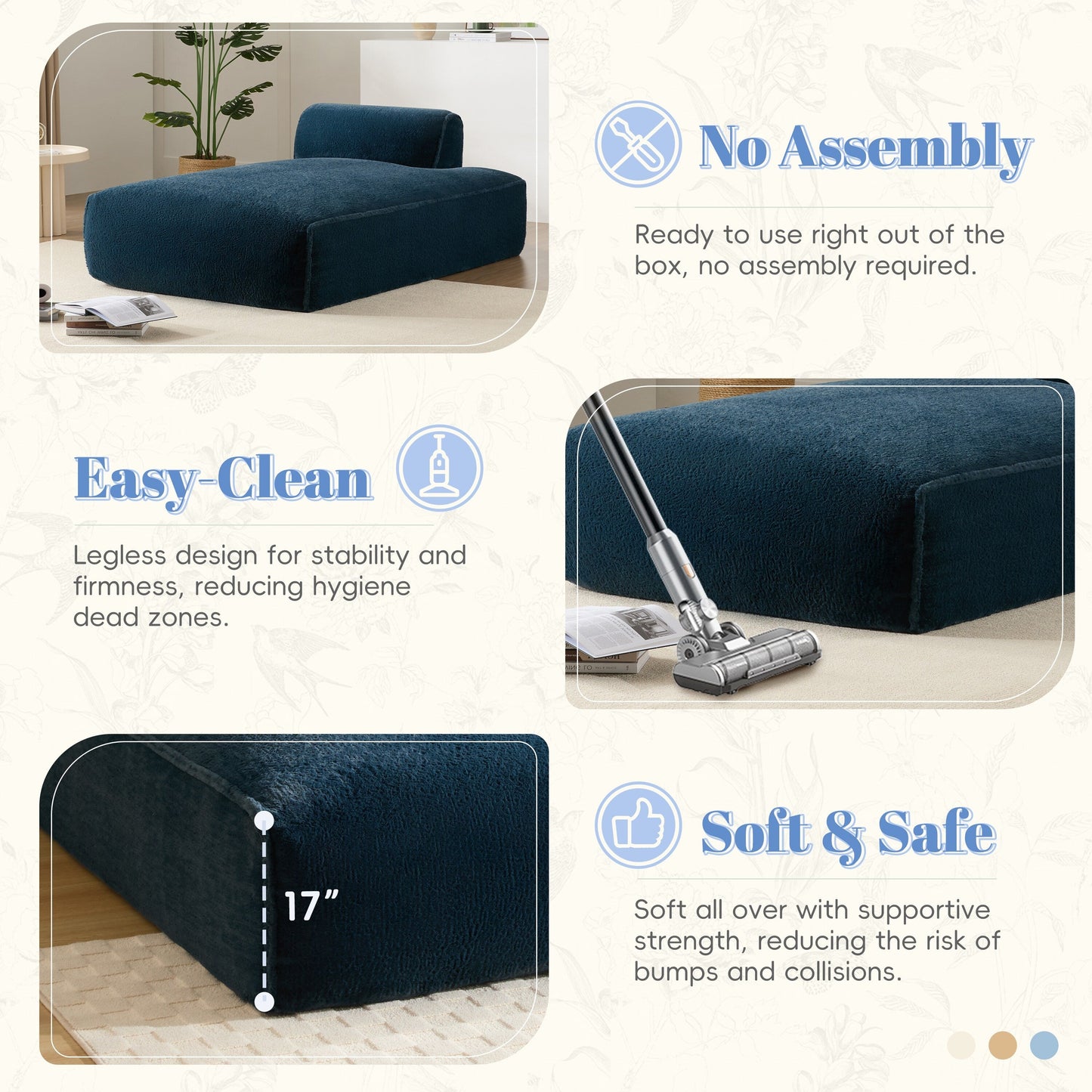 Modular Sofa,Fully Compressed,Spacious Foam-Filled Sofa Bed For Living Room,Elderly/Baby - Friendly Design