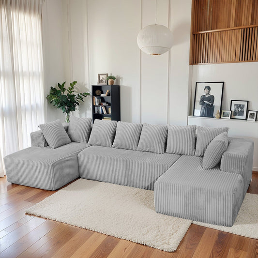 Modular U-Shaped Sectional Sofa 4-Seater Chaise Lounge with Reversible Design for Living Room Bedroom