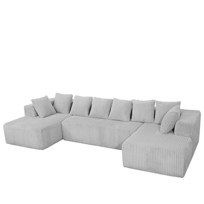 Modular U-Shaped Sectional Sofa 4-Seater Chaise Lounge with Reversible Design for Living Room Bedroom