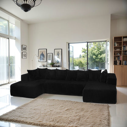 Modular U-Shaped Sectional Sofa 4-Seater Chaise Lounge with Reversible Design for Living Room Bedroom
