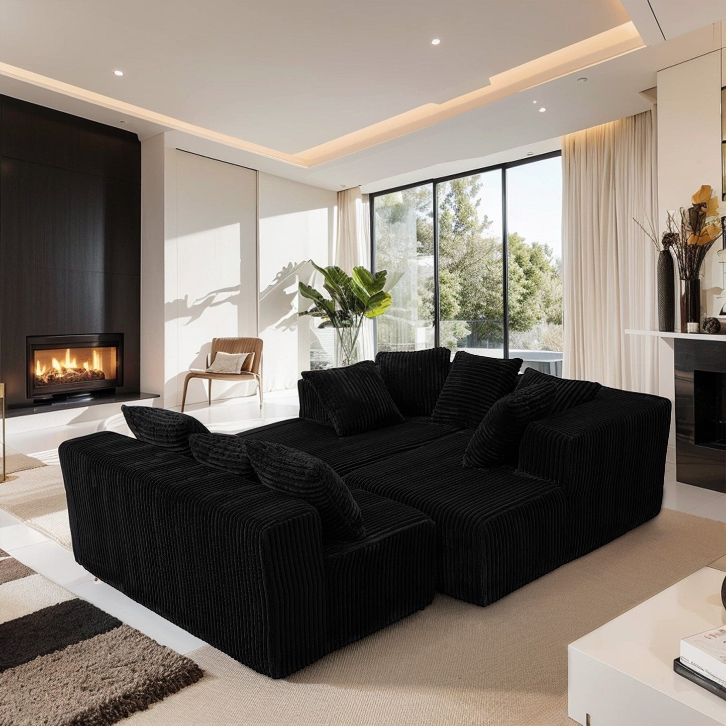 Modular U-Shaped Sectional Sofa 4-Seater Chaise Lounge with Reversible Design for Living Room Bedroom