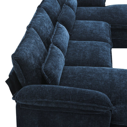 Modular U-Shaped Sectional Sofa With Waist Pillows,6 Seat Upholstered Symmetrical,Chenille Cloud Couch Set With Chaise Lounge