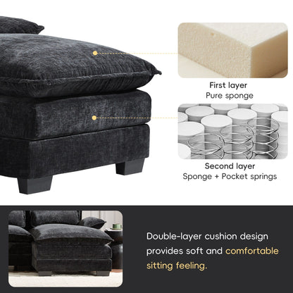 Modular U-Shaped Sectional Sofa With Waist Pillows,6 Seat Upholstered Symmetrical,Chenille Cloud Couch Set With Chaise Lounge