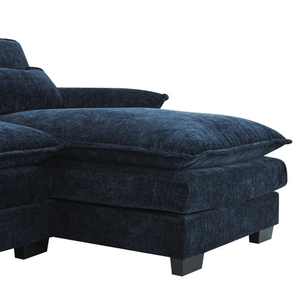 Modular U-Shaped Sectional Sofa With Waist Pillows,6 Seat Upholstered Symmetrical,Chenille Cloud Couch Set With Chaise Lounge