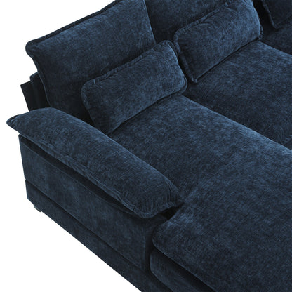 Modular U-Shaped Sectional Sofa With Waist Pillows,6 Seat Upholstered Symmetrical,Chenille Cloud Couch Set With Chaise Lounge