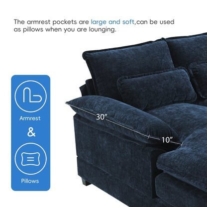Modular U-Shaped Sectional Sofa With Waist Pillows,6 Seat Upholstered Symmetrical,Chenille Cloud Couch Set With Chaise Lounge