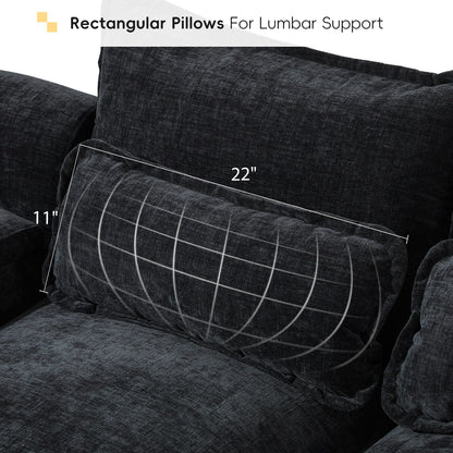 Modular U-Shaped Sectional Sofa With Waist Pillows,6 Seat Upholstered Symmetrical,Chenille Cloud Couch Set With Chaise Lounge