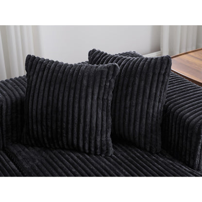 Modular U-Shaped Striped Corduroy 4-Seater Sectional Sofa with 2 Chaises and Loveseat for Living Room Bedroom