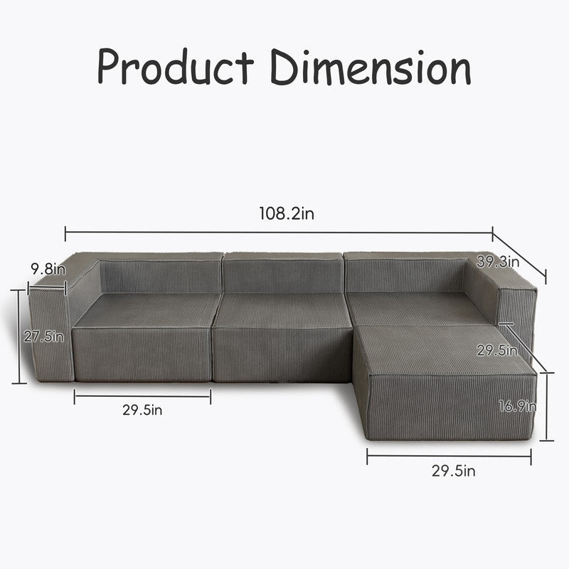 Module Corduroy Compression with Ottoman Sofas