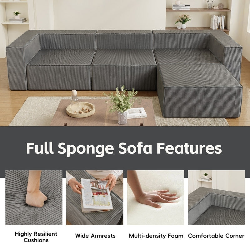 Module Corduroy Compression with Ottoman Sofas