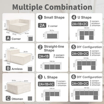 Module Corduroy Three Seater Compression Sofas