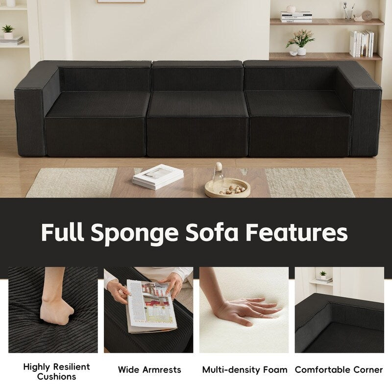 Module Corduroy Three Seater Compression Sofas