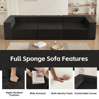 Module Corduroy Three Seater Compression Sofas