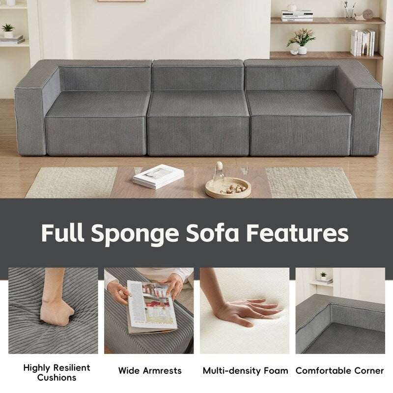 Module Corduroy Three Seater Compression Sofas