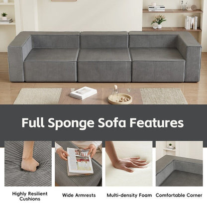 Module Corduroy Three Seater Compression Sofas