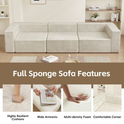 Module Corduroy Three Seater Compression Sofas