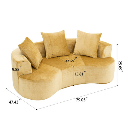 Moon shaped sofa, modern sleeper cat waist sofa with deep seat, non assembly sponge compression sofa