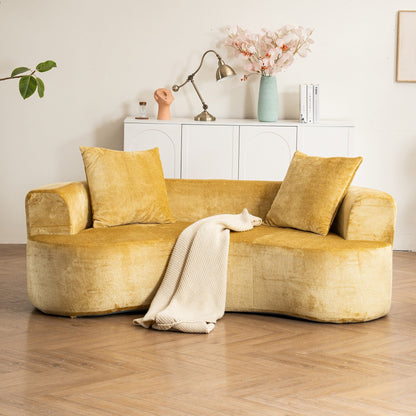 Moon shaped sofa, modern sleeper cat waist sofa with deep seat, non assembly sponge compression sofa