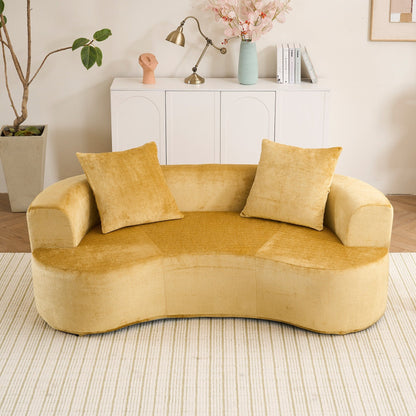 Moon shaped sofa, modern sleeper cat waist sofa with deep seat, non assembly sponge compression sofa