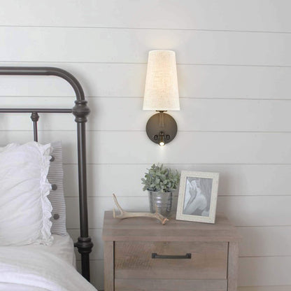 Morbihan Wandleuchte 2er Set Wandlampe aus Stoff mit USB-Anschluss und Schalter