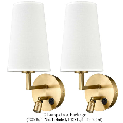 Morbihan Wandleuchte 2er Set Wandlampe aus Stoff mit USB-Anschluss und Schalter