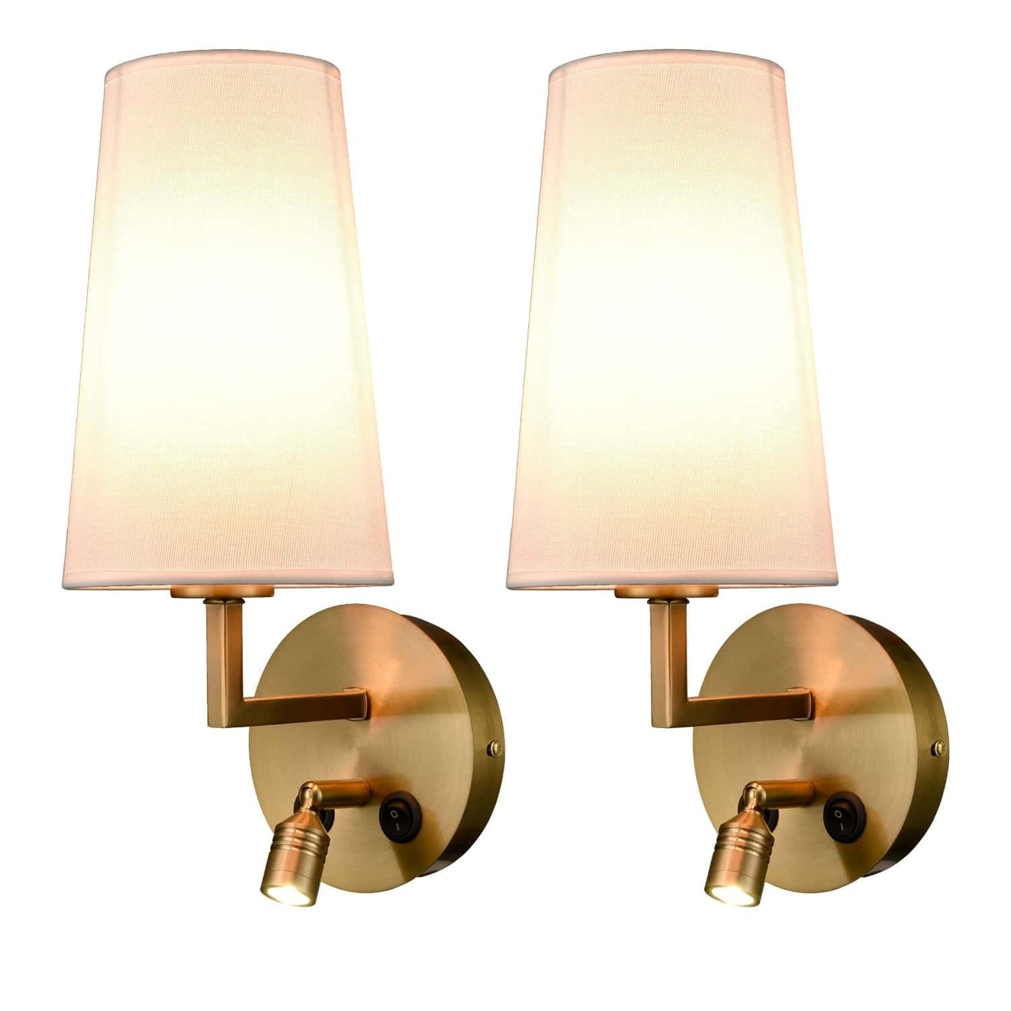 Morbihan Wandleuchte 2er Set Wandlampe aus Stoff mit USB-Anschluss und Schalter