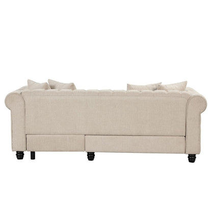 Morden Fort Chesterfield Sofa Living Room Furniture Couches Linen
