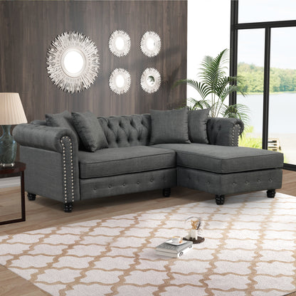 Morden Fort Chesterfield Sofa Living Room Furniture Couches Linen