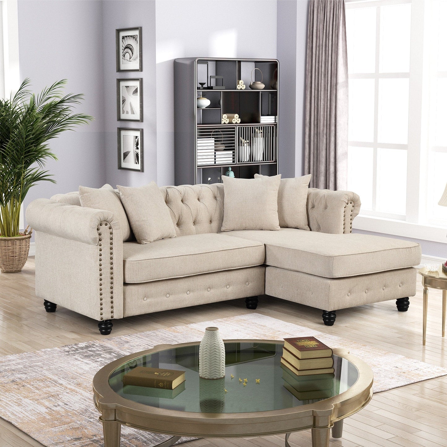 Morden Fort Chesterfield Sofa Living Room Furniture Couches Linen