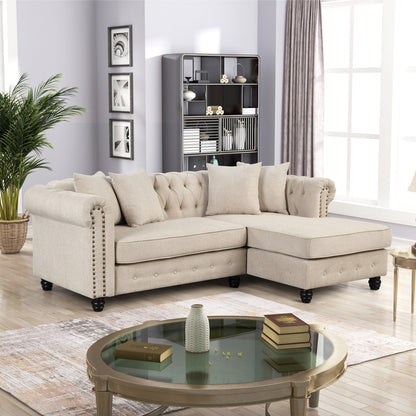Morden Fort Chesterfield Sofa Living Room Furniture Couches Linen