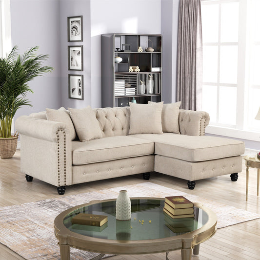 Morden Fort Chesterfield Sofa Living Room Furniture Couches Linen