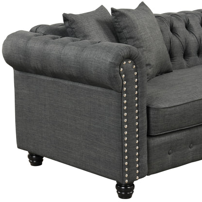 Morden Fort Chesterfield Sofa Living Room Furniture Couches Linen