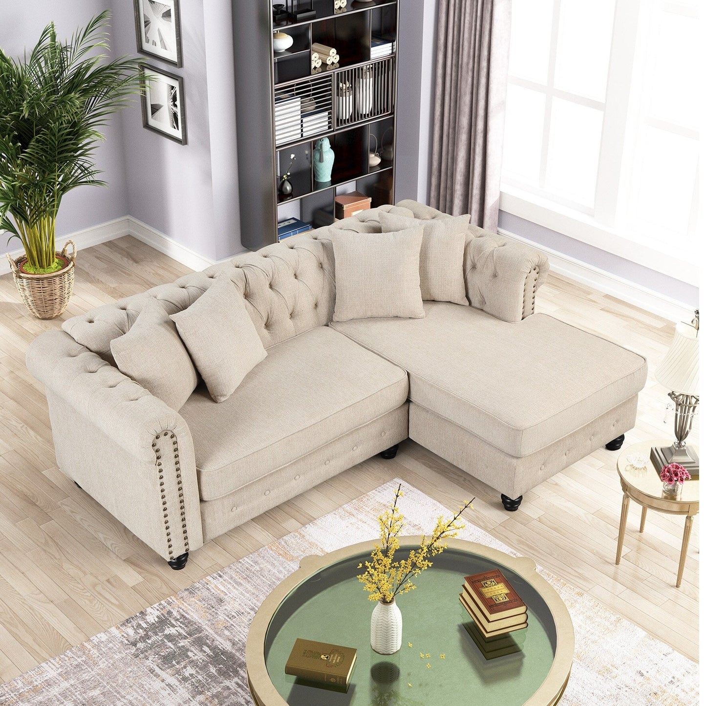 Morden Fort Chesterfield Sofa Living Room Furniture Couches Linen