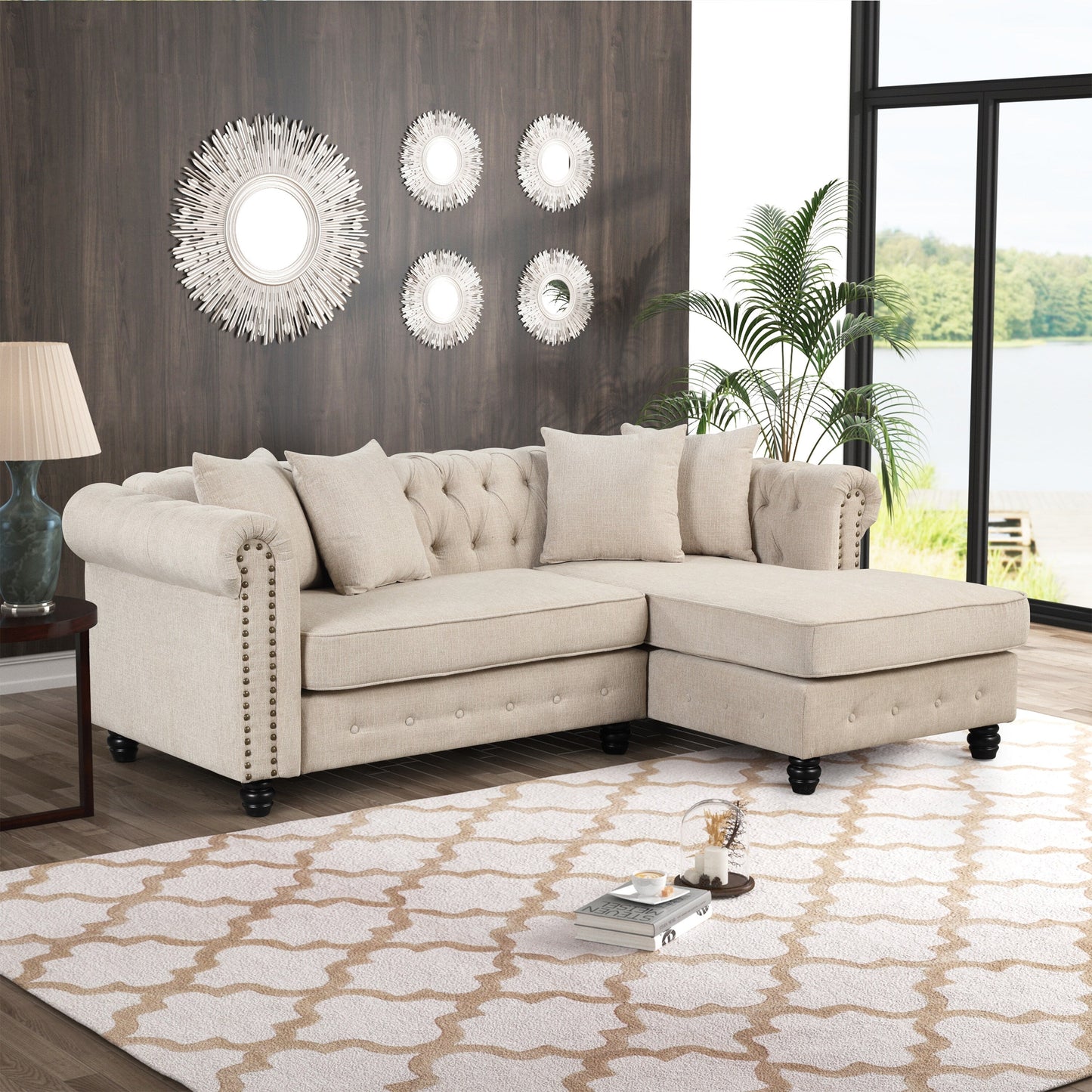 Morden Fort Chesterfield Sofa Living Room Furniture Couches Linen