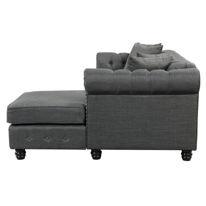 Morden Fort Chesterfield Sofa Living Room Furniture Couches Linen