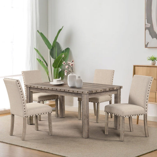 Morden Fort Farmhouse Esszimmer-Set, rechteckig, Tisch und Stuhl, 5-teilig