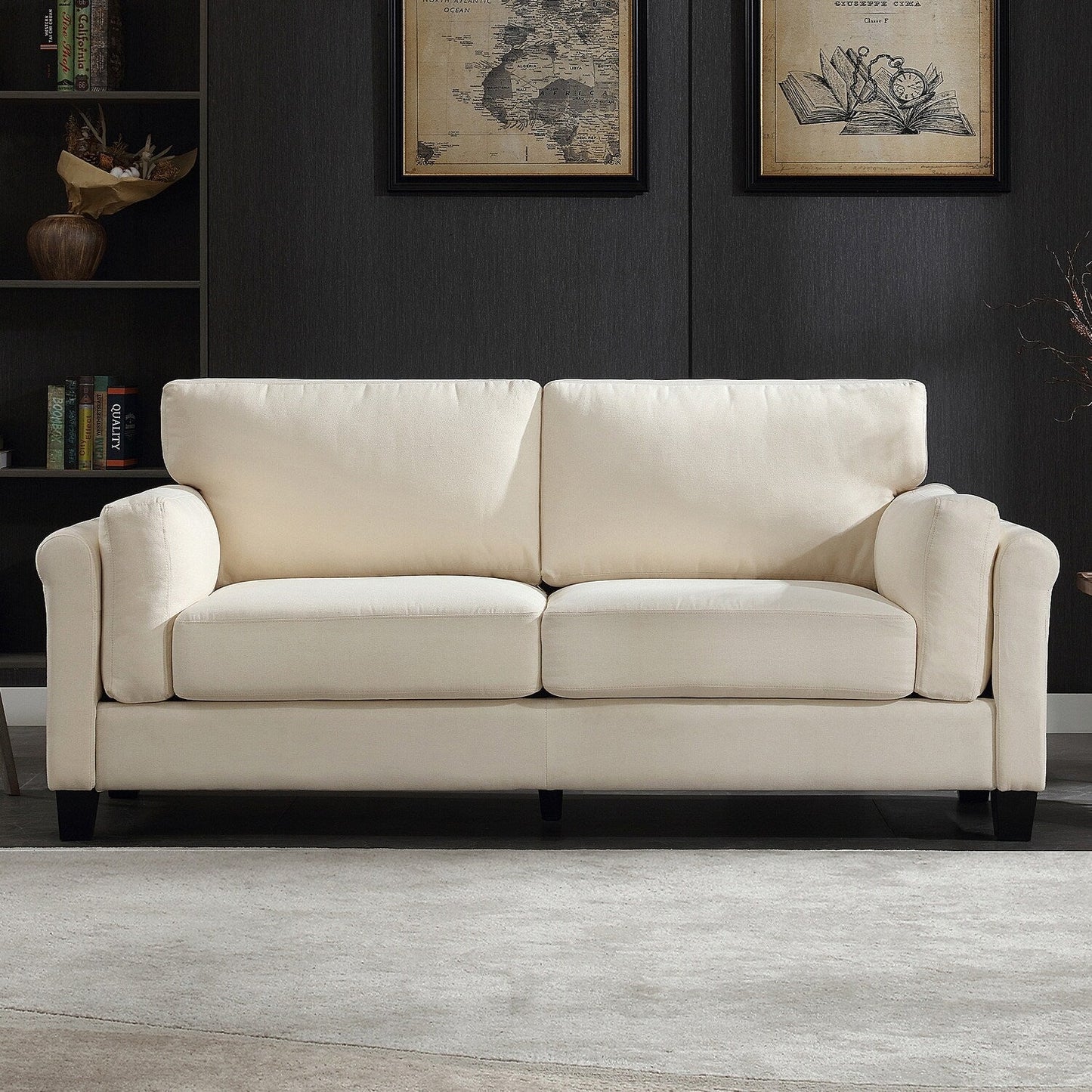 Morden Fort Modern Double Arm Sofa,Deep Seat Couch,Pillowed Back Cushions,Durable Upholstered Fabric