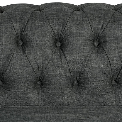 Morden Fort Linen Chesterfield Sofa with Button Tufted, Nailhead and Solid Wood Legs for Living Room