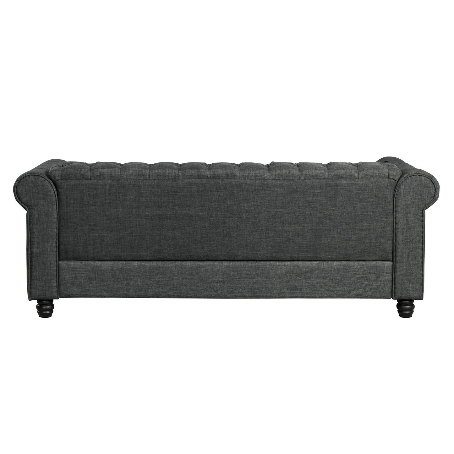 Morden Fort Linen Chesterfield Sofa with Button Tufted, Nailhead and Solid Wood Legs for Living Room