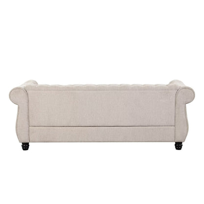 Morden Fort Chesterfield Tufted Velvet Sofa | Rolled Arm 3-Seater Couch