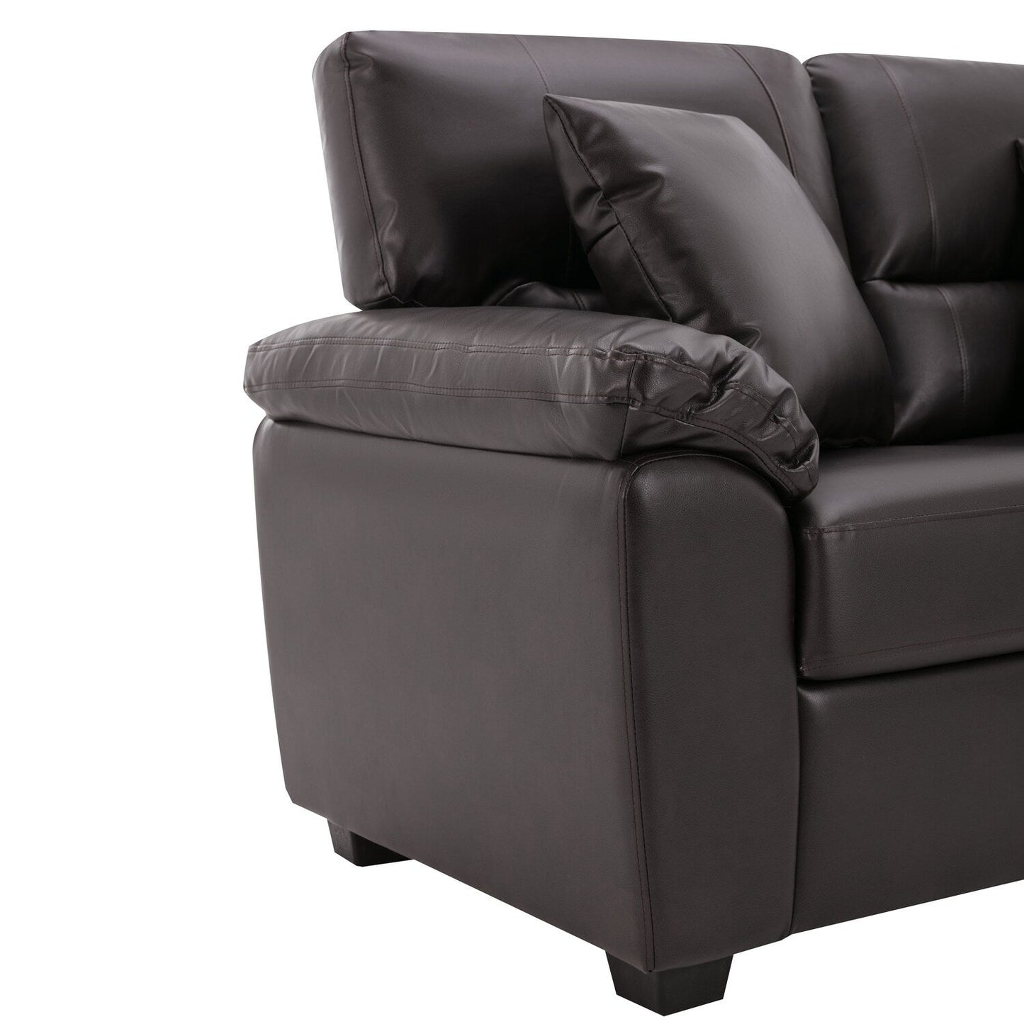 Morden Fort Upholstered Sofa for Living Room,Three-Seater Couch Faux Leather