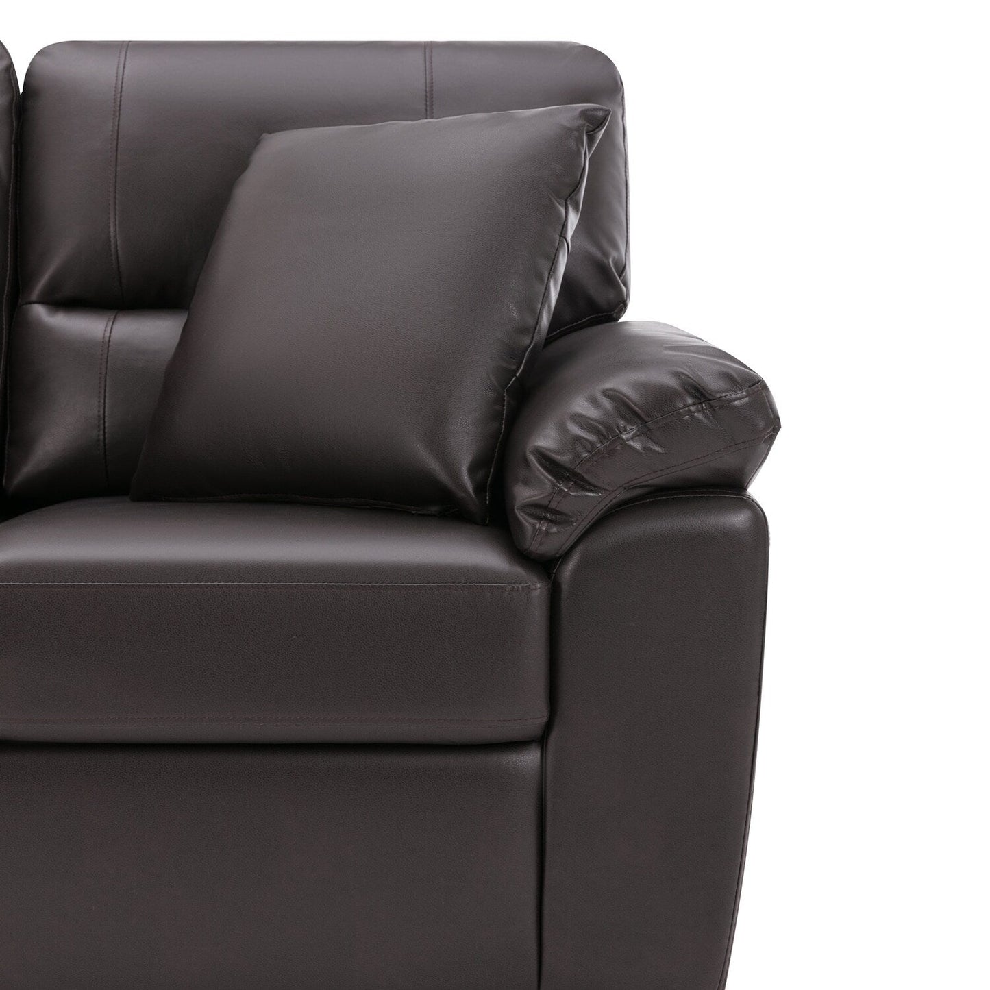 Morden Fort Upholstered Sofa for Living Room,Three-Seater Couch Faux Leather