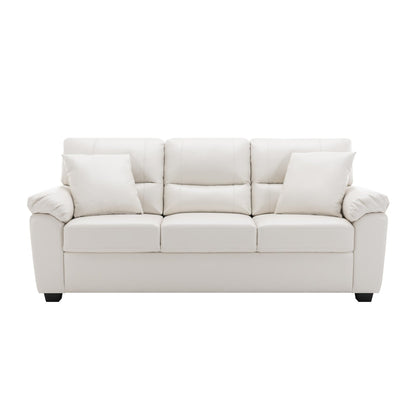 Morden Fort Upholstered Sofa for Living Room,Three-Seater Couch Faux Leather