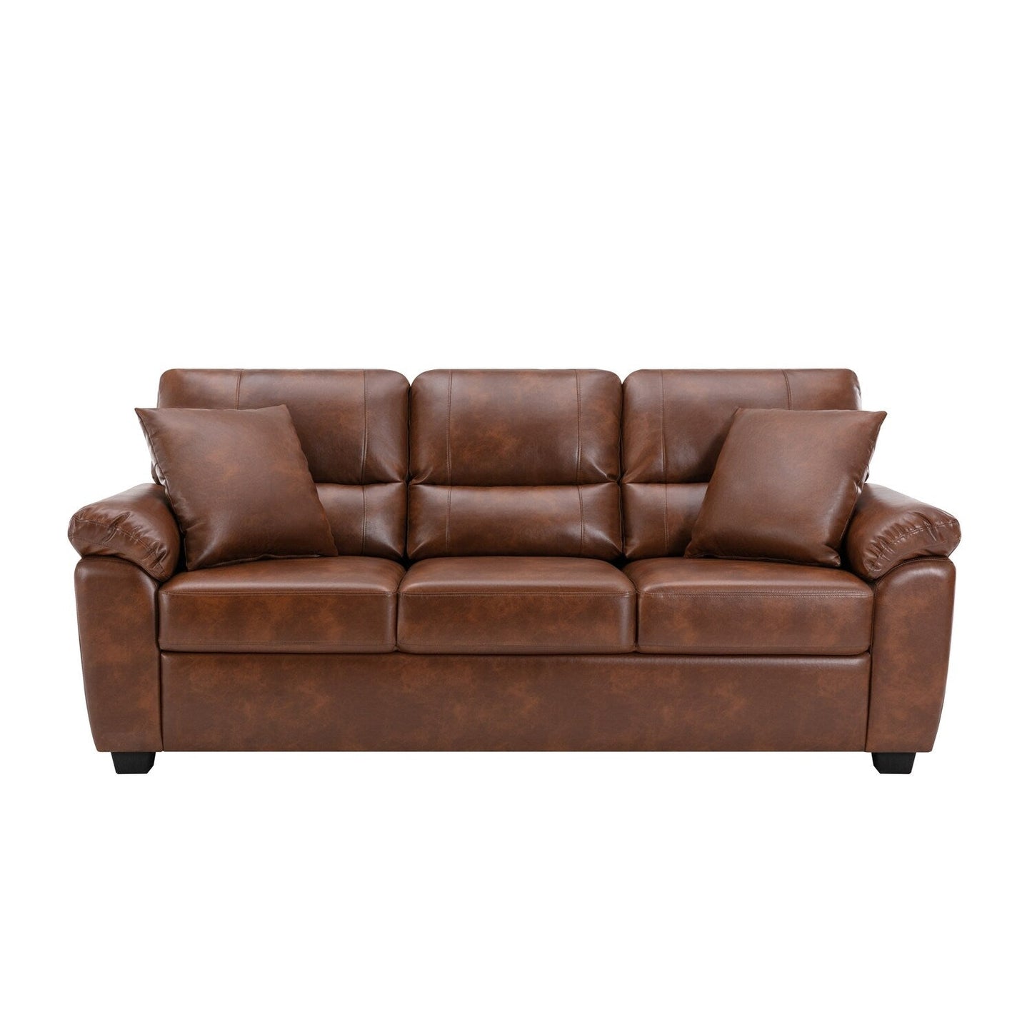 Morden Fort Upholstered Sofa for Living Room,Three-Seater Couch Faux Leather