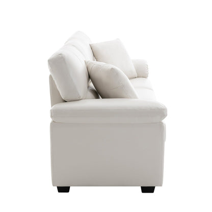 Morden Fort Upholstered Sofa for Living Room,Three-Seater Couch Faux Leather
