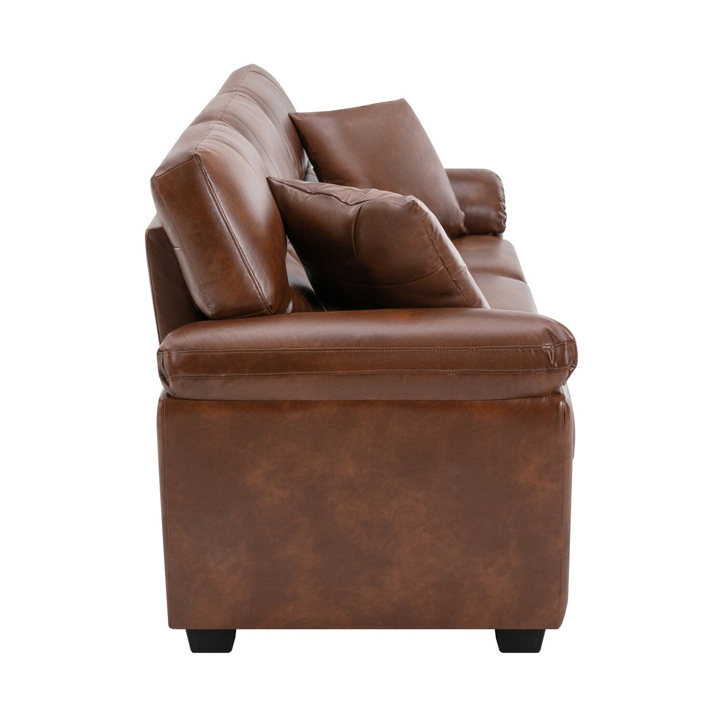 Morden Fort Upholstered Sofa for Living Room,Three-Seater Couch Faux Leather