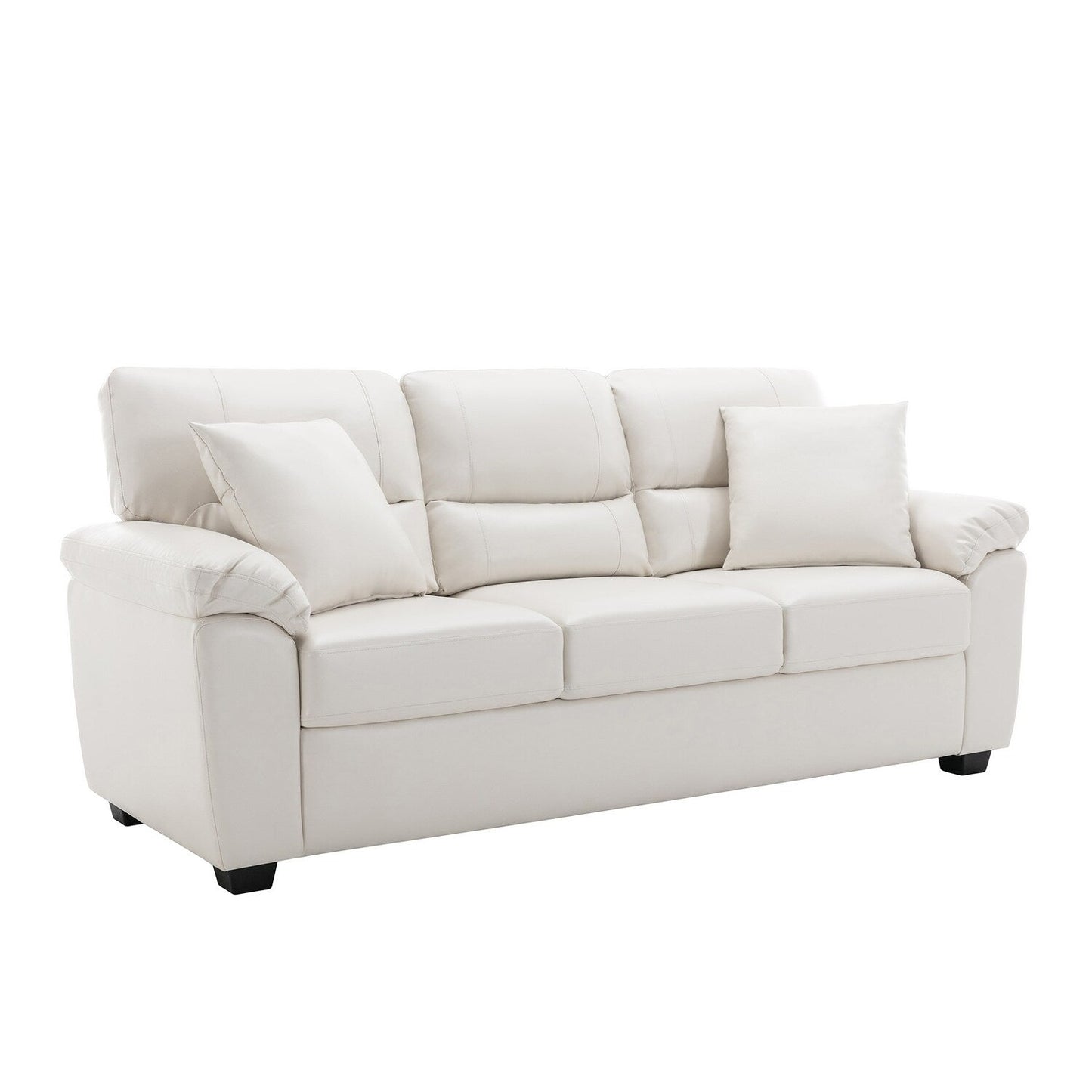 Morden Fort Upholstered Sofa for Living Room,Three-Seater Couch Faux Leather