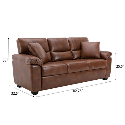 Morden Fort Upholstered Sofa for Living Room,Three-Seater Couch Faux Leather